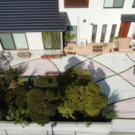 T様邸デザインエクステリアリフォーム空撮